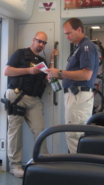TSA and Homeland Security Police patrol Valley Metro Light rail for All star game in Phoenix