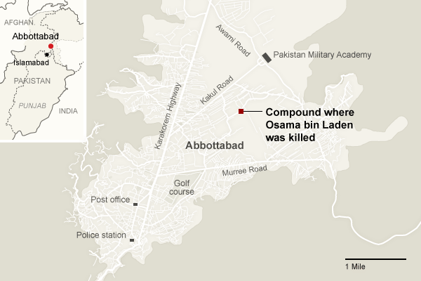 Map of Abbottabad where the American government murdered Osama bin Laden
