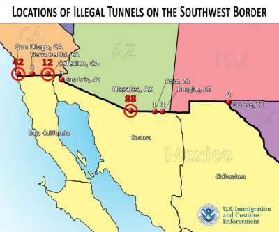 Dope smuggling tunnels along the U.S. border by Homeland Security