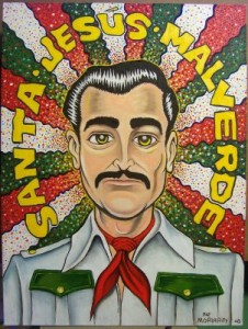 Mike Storie a lawyer for the Pima County Sheriff 
     says your a dope dealer if you have an image of Jesus Malverde 
     like this, and that justifies the police killing you like they did to Jose Guerena