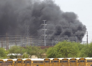 fire and power failure in Mesa, Arizona near University & Power Roads