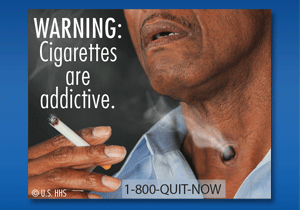 US government tobacco warning labels released June 20, 2011 - Warning: cigarettes are addictive 1-800-QUIT-NOW - U.S. HHS