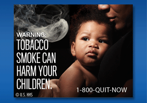 US government tobacco warning labels released June 20, 2011 - Warning: tobacco smoke can harm your children 1-800-QUIT-NOW - U.S. HHS